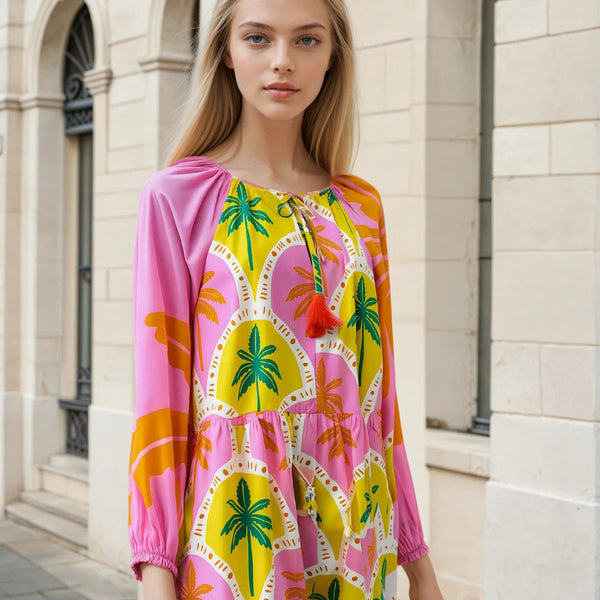 Soul Kathrine AMBER ORANGE PALM Dresses